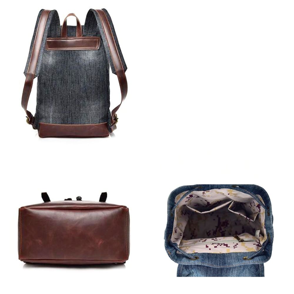Mochila Unisex Denim Urbano Con Hebillas