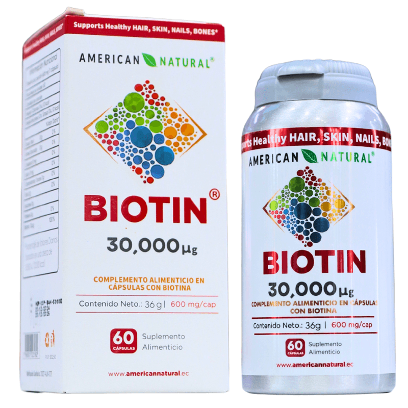 Biotin 30000 American Natural | 60 Cápsulas