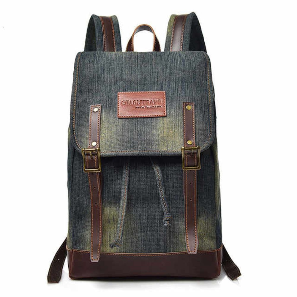 Mochila Unisex Denim Urbano Con Hebillas