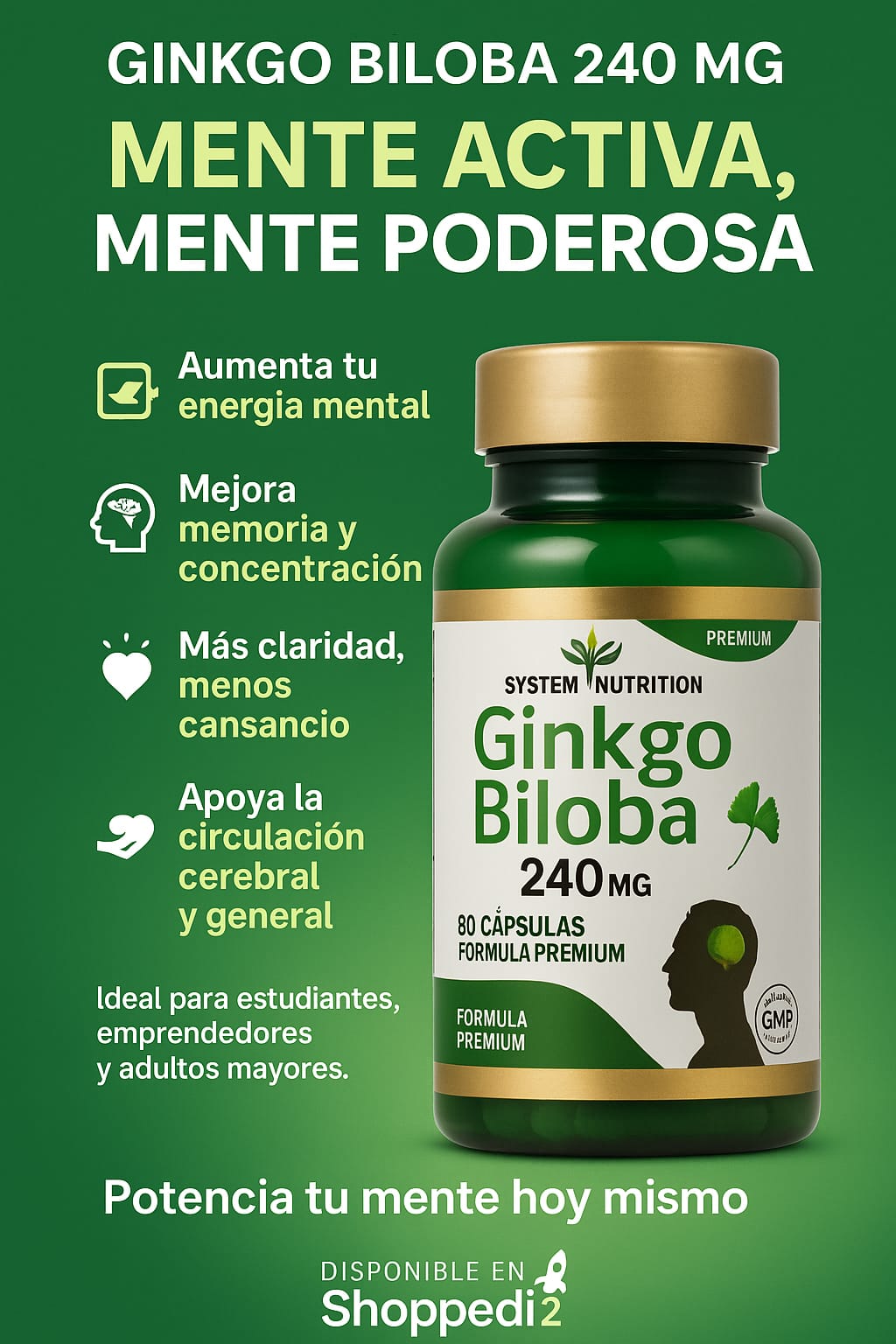 Ginkgo Biloba 240 Mg 90 Capsulas System Nutrition