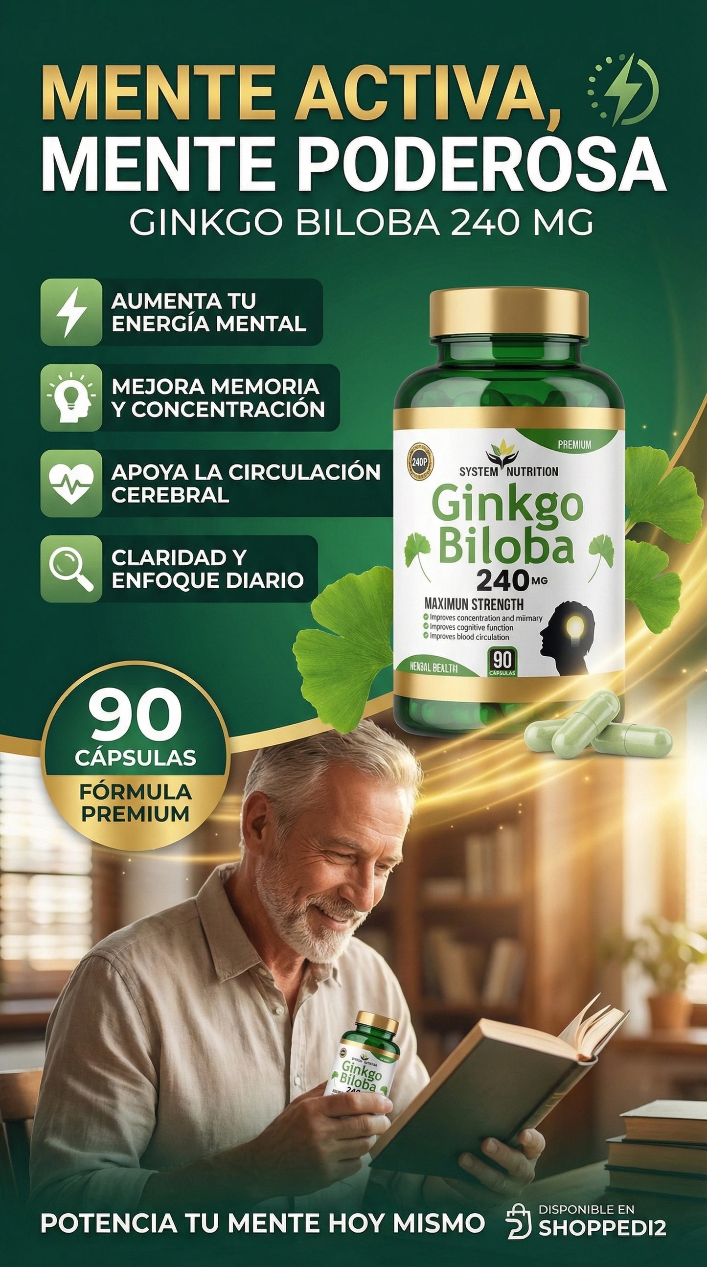 Ginkgo Biloba 240 Mg 90 Capsulas System Nutrition