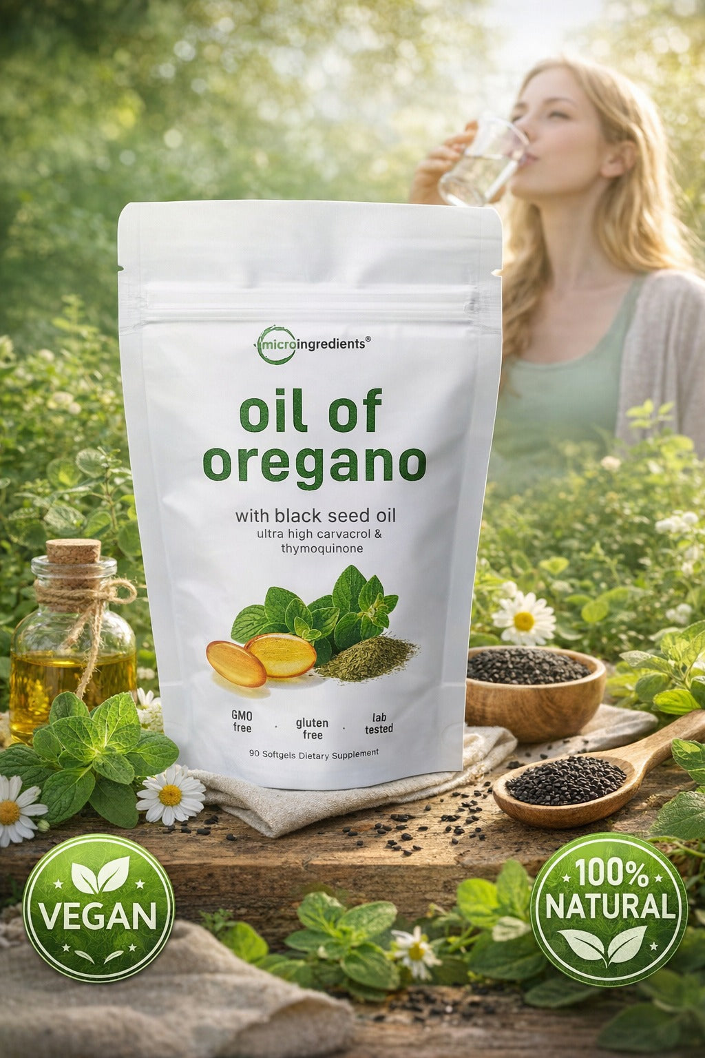 Aceite De Orégano + Black seed oil 90 softgels