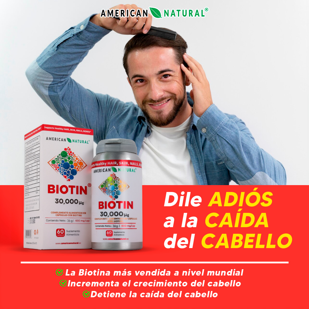 Biotin 30000 American Natural | 60 Cápsulas