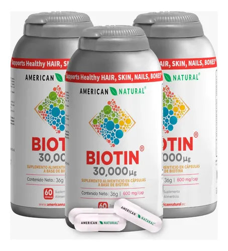 Biotin 30000 American Natural | 60 Cápsulas